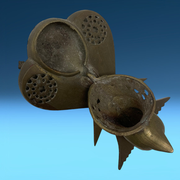 Vintage Khorasan Style Brass Bird Dove Incense Burner Hinged Lid India READ - Picture 6 of 10